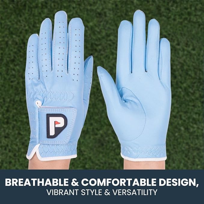 PUR3 Womens Golf Glove Left Hand and Right Hand - 2 Pack Ladies Golf Gloves - Ultra Soft Cabretta Leather