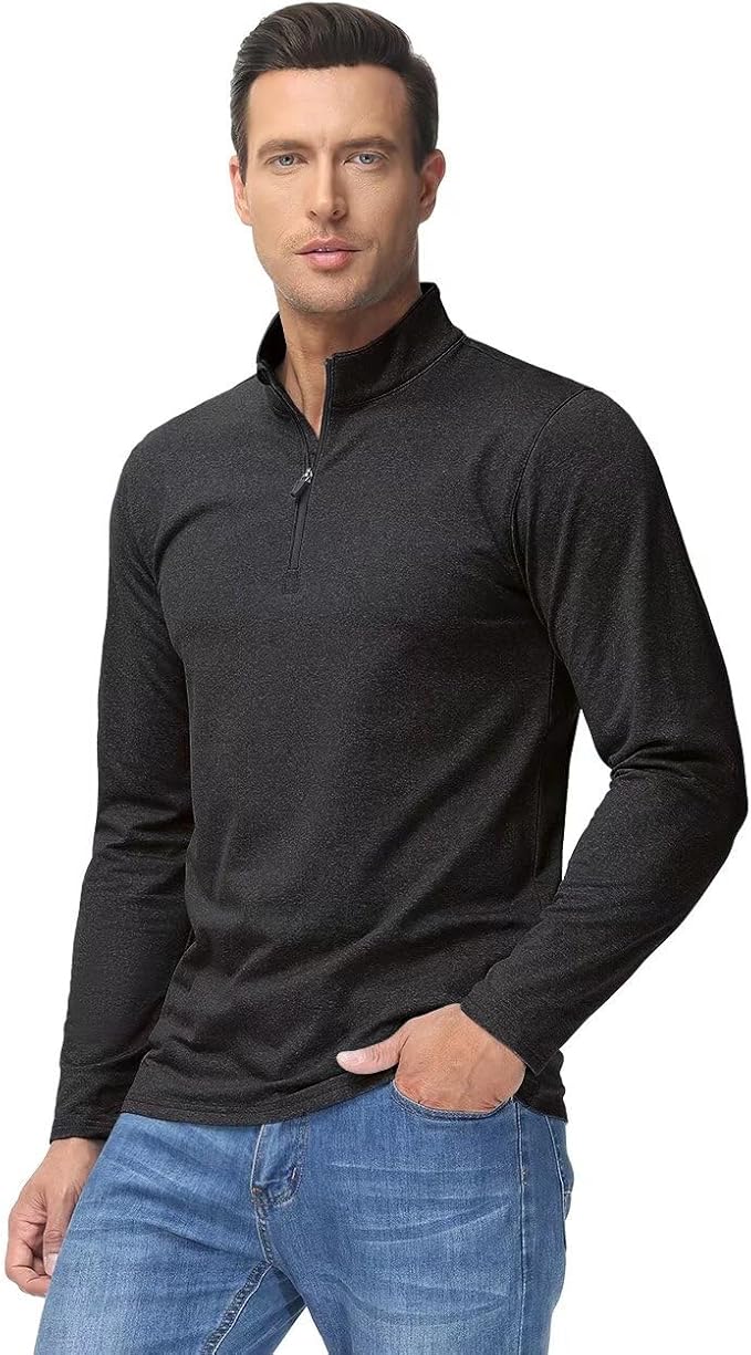 Boladeci Men's Quarter Zip Pullover Premium Fleece Lined Heather Long Sleeve Golf Shirts Midweight 1/4 Half Zip Sweatshirts