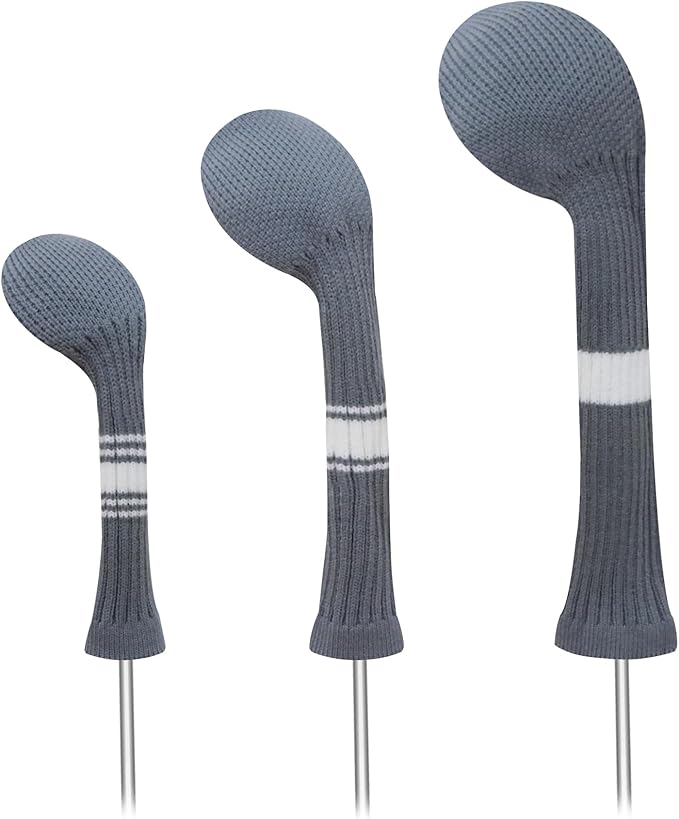 LeFeng 3Pcs Golf Club Covers, Knitted Golf Club Covers for 460cc Driver Fairway Woods and Hybrid