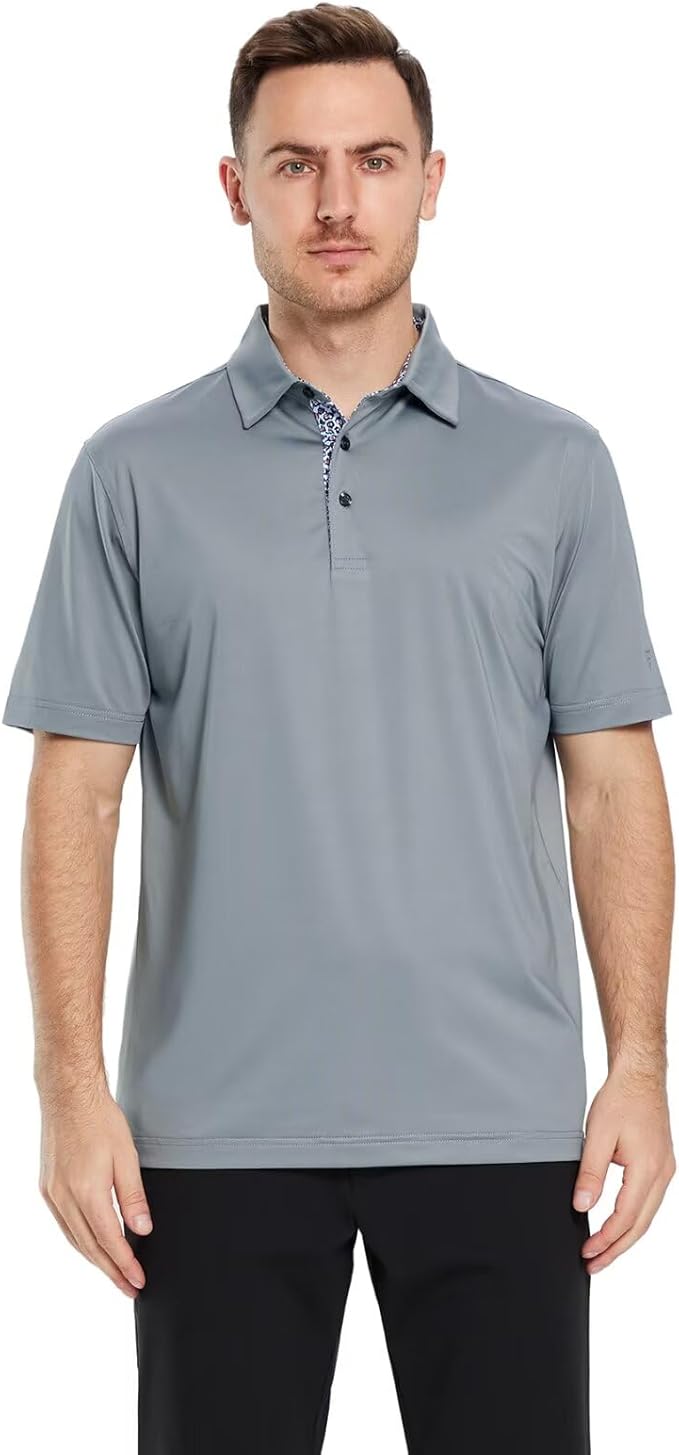 Mens Polo Shirts Short and Long Sleeve Casual Solid Stylish Dry Fit Performance Designed Collared Golf Polo Shirts for Men