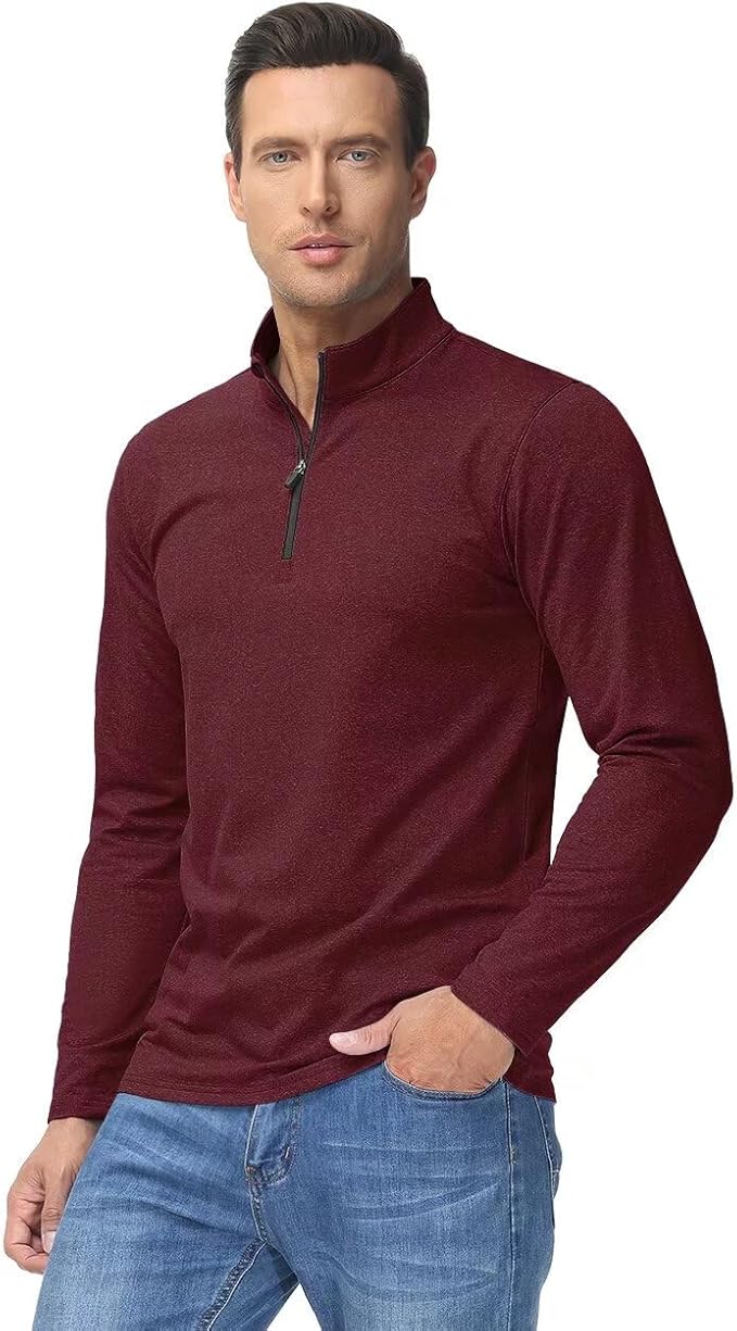 Boladeci Men's Quarter Zip Pullover Premium Fleece Lined Heather Long Sleeve Golf Shirts Midweight 1/4 Half Zip Sweatshirts