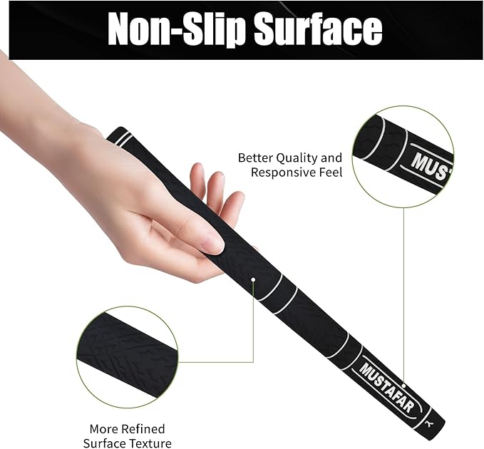 MUSTAFAR Premium Rubber Midsize Golf Grips 13 Pack -Enhanced Traction and Comfortable,Durable Golf Club Grips 4 colors Available