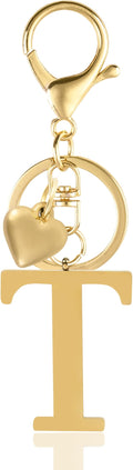 Metal Heart Alphabet Keychain for Women, Girls - Cute Initial Letter Accessories for Purse, Bag Charms and Backpack