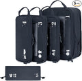 ECOHUB 5 Set Compression Packing Cubes for Suitcases Organiser Bags Set Travel Essentials with Shoe Bags for Travel Tear-resistant Travel Accessories with ID Tag Expandable Packing Bags(Navy Blue)