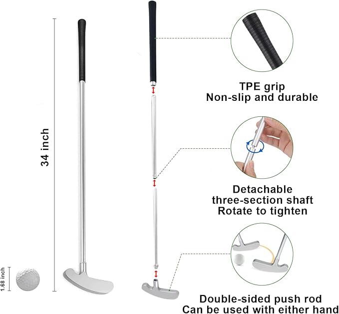 Golf Putting Mat with Ball Return, Practice Golf Putting Green Training Aid for Indoor, Outdoor at Home, Office, Backyard with Putter and 5 Balls 9.84 ft