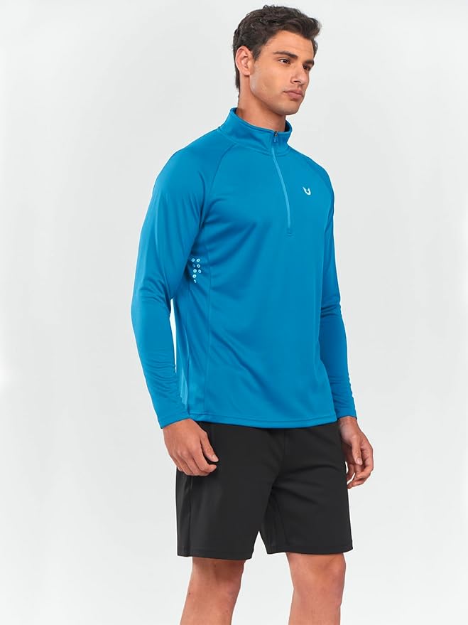 NORTHYARD Quarter Zip Pullover Men Running Shirt Long Sleeve Moisture Wicking Quick Dry Athletic Workout Shirts