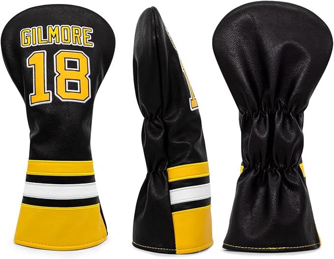 Golf Headcovers Happy Gilmore Golf Club Head Covers Advanced Embroidery Premium Leather Driver Headcover Fairway Wood Covers Hybrid Head Covers, Golf Mallet Blade Putter Cover