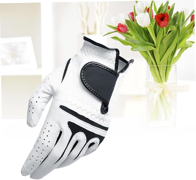 Men's Left Hand Golf Glove Breathable Dual Mesh Synthetic Cabretta Leather Palm Reinforced Grip Weather Resistant for Golf Accessories