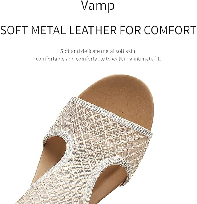 WOJWSKI Women's Slide Wedge Sandal Open Toe High Heel Zipper Back Platform