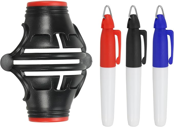 PATIKIL Golf Ball Marker Stencil 360 Degree Triple Track Golf Ball Alignment Marking Tool Line Drawing Marker with Marker Pens for Men Women