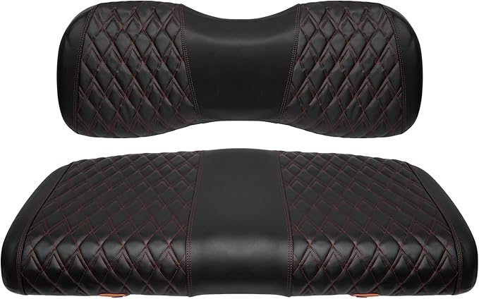 Golf Cart Vinyl Replacement Seat Covers fits Yamaha G29/Drive/Drive 2 2007+, Diamond Front Seat Cover Black Stitching Durable Breathable & Easy to Clean