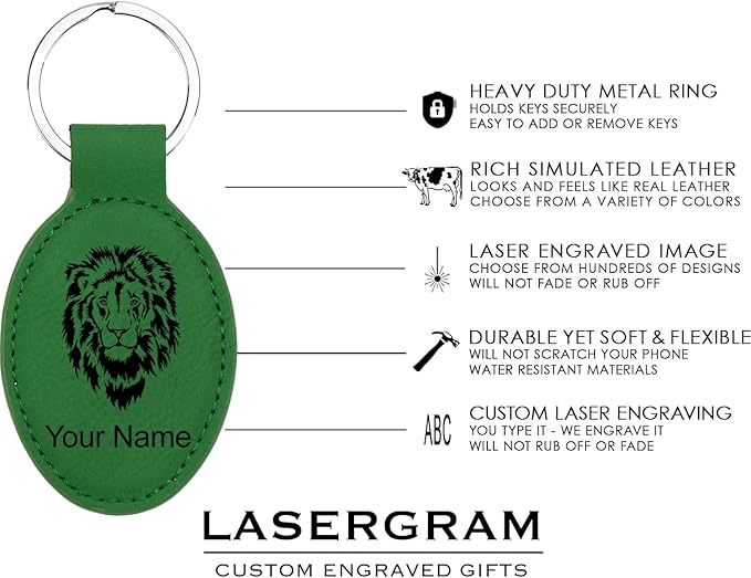 LaserGram Oval Keychain, Golfer Golfing, Personalized Engraving Included (Green)