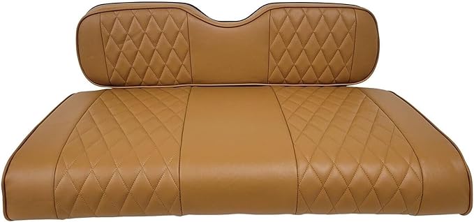 Huskey Parts Company 4PCS Brown Golf Cart Seat Cover Diamond Stitching for EZGO Valor/TXT 2014-2022, Marine Grade Vinyl, Custom Fit, Staple On