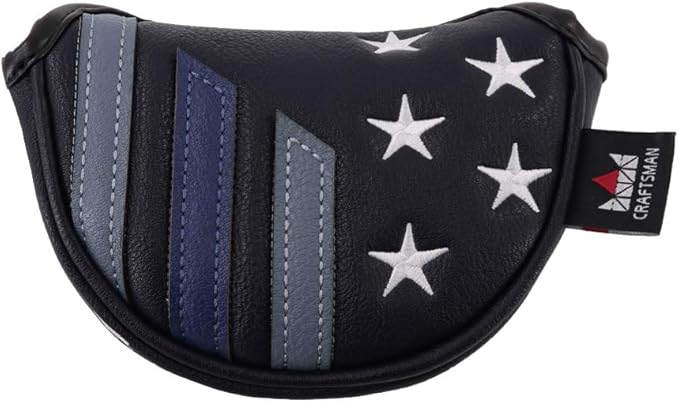 Craftsman Golf Blue Strips Stars Mallet Mid-Mallet Blade Putter Head Cover Headcover Magnetic Closure Alignment Stick Case Holder