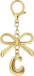 Gold Bubble Heart, Cherry, Bow & More Designs Letter Initial Keychain Bag Charms – Cute Purse Charms for Handbags