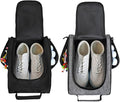 Goloni 2Pcs Golf Shoe Bag for Men & Women, Padded Travel Shoe Bag with Side Accessory Pockets,Sport Shoe Carrier for Golf Shoes,Socks,Tees & Balls,Durable & Lightweight Design(Black+Gray)
