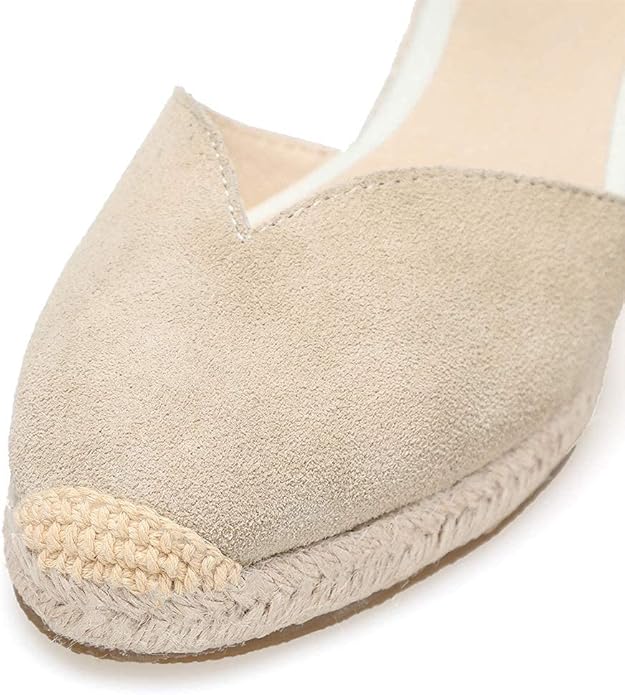 Platform Wedges Sandals for Women, 3" Wedge, Ankle-Strap, Cap Toe, Summer Espadrilles Heel Shoes