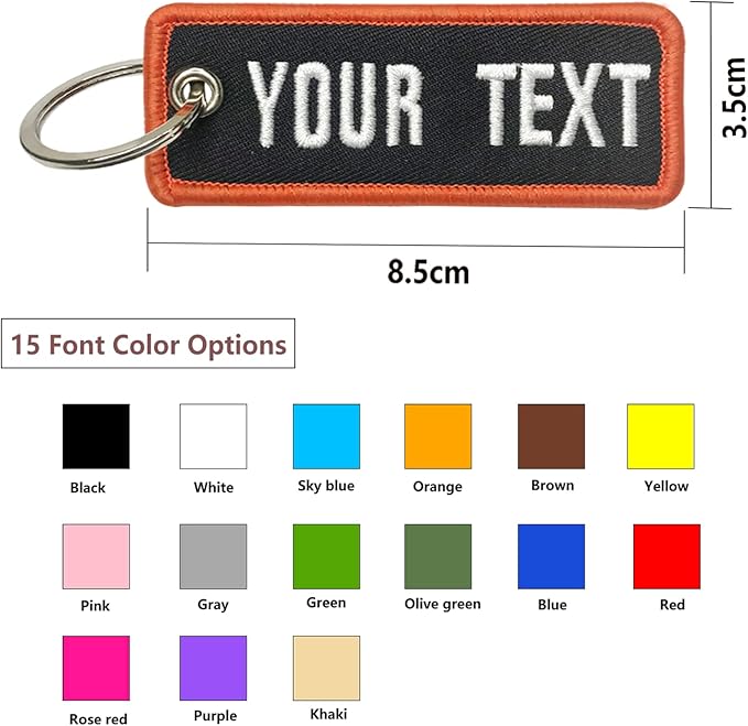 mvcen Custom Embroidery Keychain, Personalized Name Number Key Tag Customized Key Chain Embroidery Your Any Text Keyring Accessories for Luggage, Car, Motorcycles, Backpacks and Gift