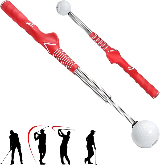 Golf Swing Trainer & Golf Grip Trainer – Retractable Golf Training Aid with Click Feedback for Tempo, Strength & Accuracy | Portable Golf Training Grip Tool for Indoor & Outdoor Practice