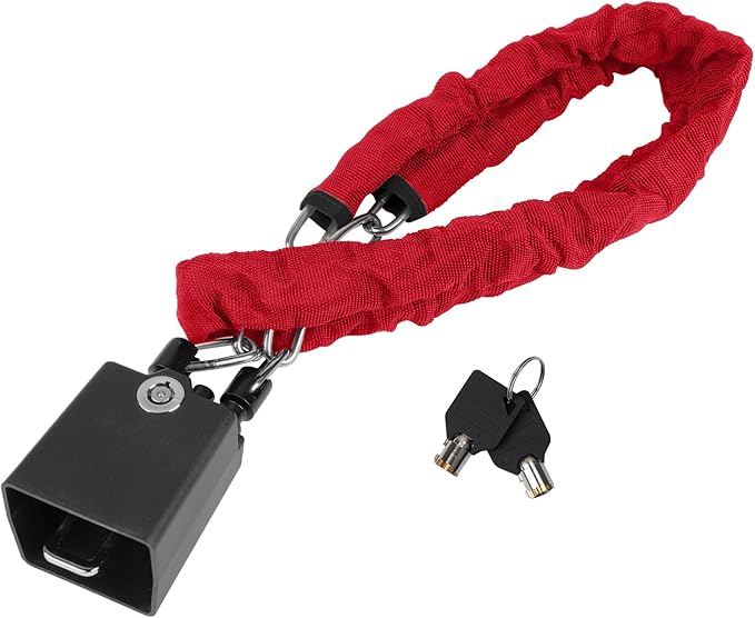 Universal Cars Steering Wheel Lock, Seat Belt Lock, Club Steering Wheel Lock, Lightweight & Portable, Car Security Anti-Theft Device Fits Most Vehicles, SUVs, Golf Carts, Includes 2 Keys (Red)