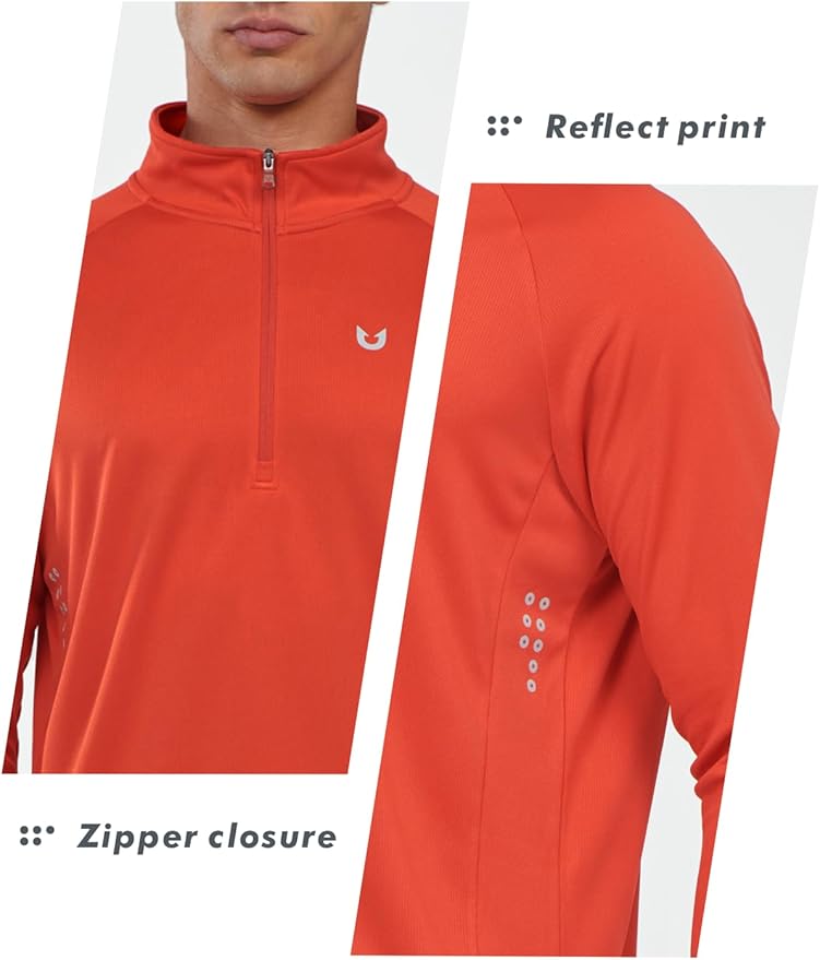NORTHYARD Quarter Zip Pullover Men Running Shirt Long Sleeve Moisture Wicking Quick Dry Athletic Workout Shirts