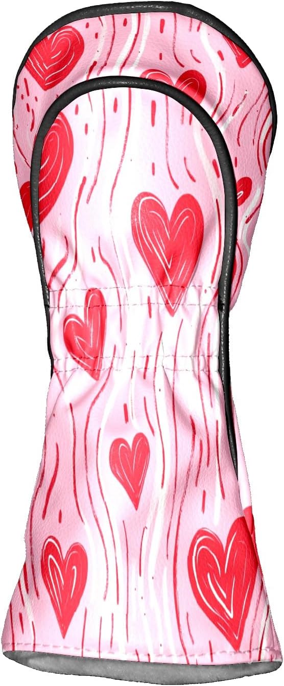Golf Club Covers PU Leather Waterproof Golf Club Head Covers for Fairway Woods and Driver White Fishbone Pattern Driver Cover Suitable for Most Brands