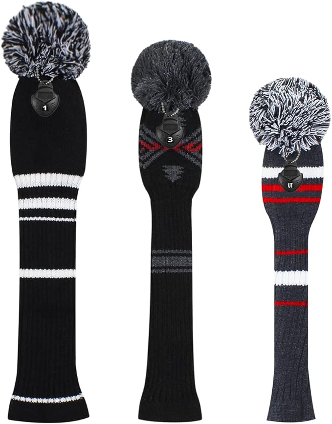 Scott Edward Knit Golf Head Covers for Woods Set of 3 Fits Well Driver(460cc) Fairway Wood and Hybrid(UT) The Perfect Change for Golf Bag