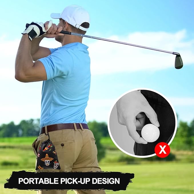 Golf Valuables Pouch, Leather Golf Tee Pouch with Drawstring Closure Golf Ball Handbag Portable Ball Pouch Golf Accessories for Men Women
