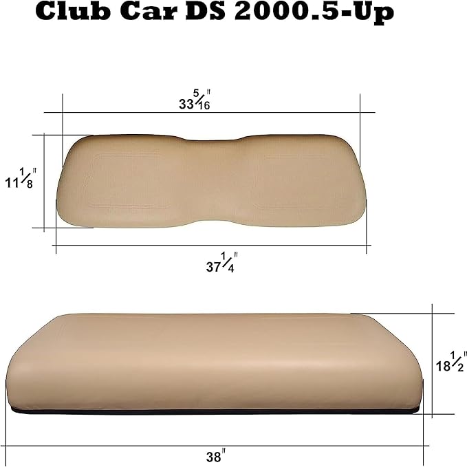Huskey Parts Company 4PCS Brown Golf Cart Seat Covers Diamond Stitching for Club Car DS 2000.5-2013, Marine Grade Vinyl, Custom Fit, Staple On