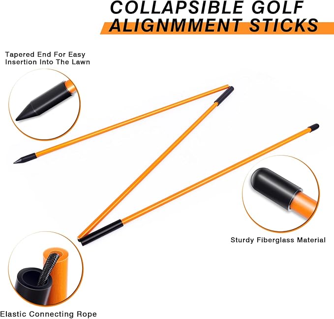 Professional 2 or 3 or 4 Pack Collapsible Golf Alignment Sticks, Premium 40" Alignment Golf Stick Ideal for Aiming, Putting and Swing Practice