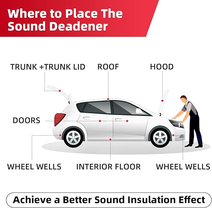 Sound Deadening Mat 157mil(4 mm) 6sqft - Closed Cell Foam Car Sound Deadening Material - Self-Adhesive Hood Insulation Heat Shield Auto Sound Dampening