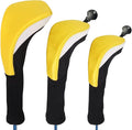 3pcs Nylon Golf Head Covers with Interchangeable Tags, Elastic Self-Fixing Closure, Durable Golf Accessories for Fairway & Driver Clubs