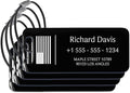 Personalized Luggage Tags for Suitcases 4 Pack - Stainless Steel Custom Luggage Tags for Backpacks & Bags, Sturdy, Waterproof & Heavy Duty (Black / 3" x 1.25")
