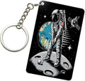 Astronaut Playing Golf Keychains Rectangular Acrylic Keychain Daily Key Ring Car Key Fob Holder 2X3 Inch