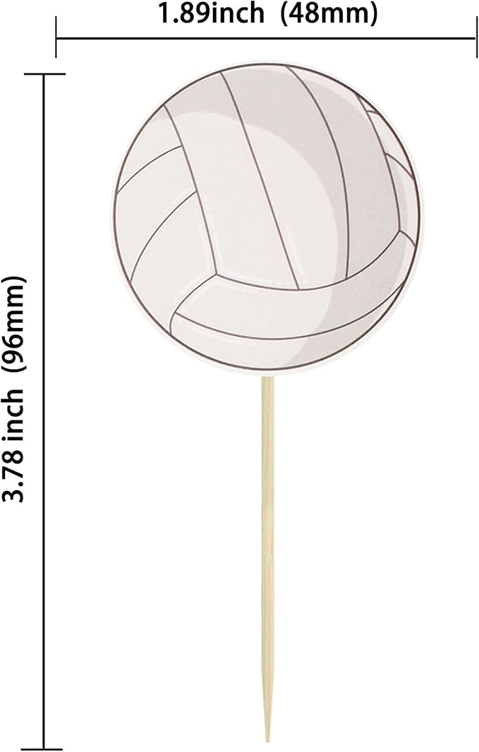 36Pcs Volleyball Cupcake Toppers Sport Balls Cupcake Picks Volleyball Theme Birthday Party Baby Shower Sport Game Party Cake Decorations Supplies