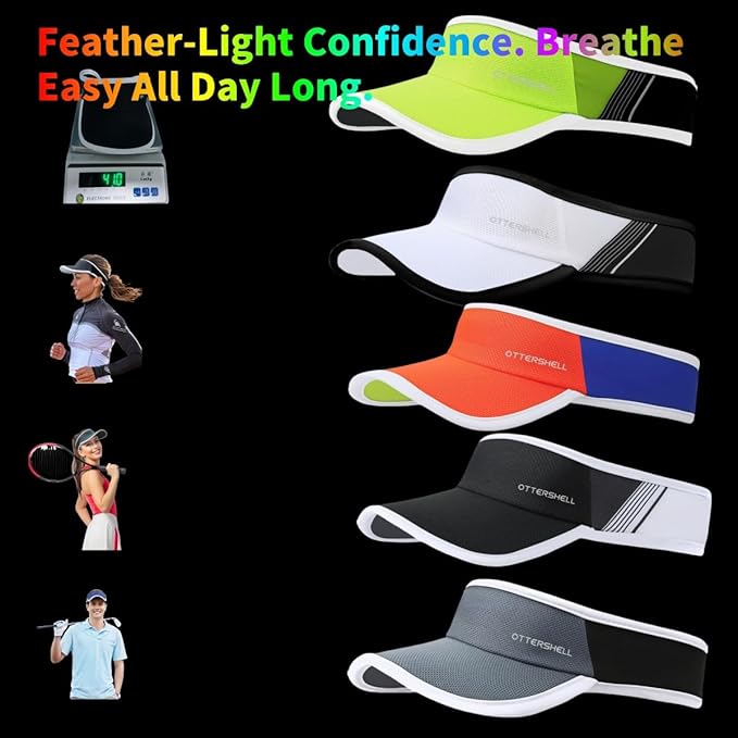 Cooling Sports Sun Visor Hat for Men & Women，Lightweight, Stretchy Packable Running Visor-for Golf, Tennis, Hiking