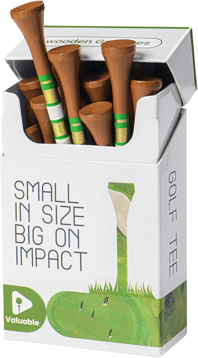 Premium Bamboo Wood Golf Tees Unique Box Design 18-Pack Per Box Value 18/72/180 Pack, Wooden Tees in 2 3/4" 3 1/4" Durable for Golfers, USA Flag Design Pro Tee Choice