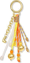 KissYan Christmas Initial Bag Charm for Women, Colorful Rope Purse Keychain With Puffy Letter, Handbag Charm for Backpack