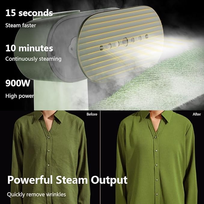 G6 2-in-1 Portable Steamer for Clothes and Iron for Clothes, Just 0.7lbs Lightly, 10 Minutes of Continuous Steam, 900W Light Steamer for travel and home (yellow)