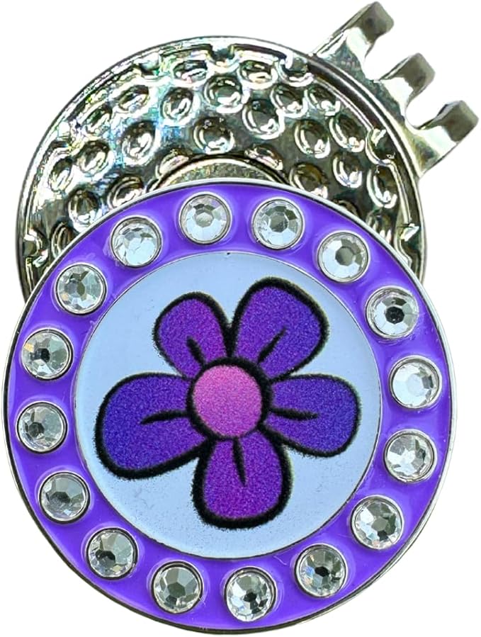 Bling Golf Ball Marker Hat Clip | Magnetic Ball Marker for Women | Stylish Golf Hat Clip Ball Marker for Female Golfers Fun Gift Idea with Strong Magnet for Hat, Visor, Golf Accessories