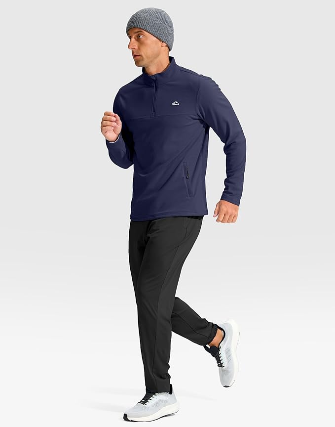 Pudolla Men's Quarter Zip Pullover with 2 Pockets Fleece Warm Soft Golf Sweatshirts for Athletic Workout Running