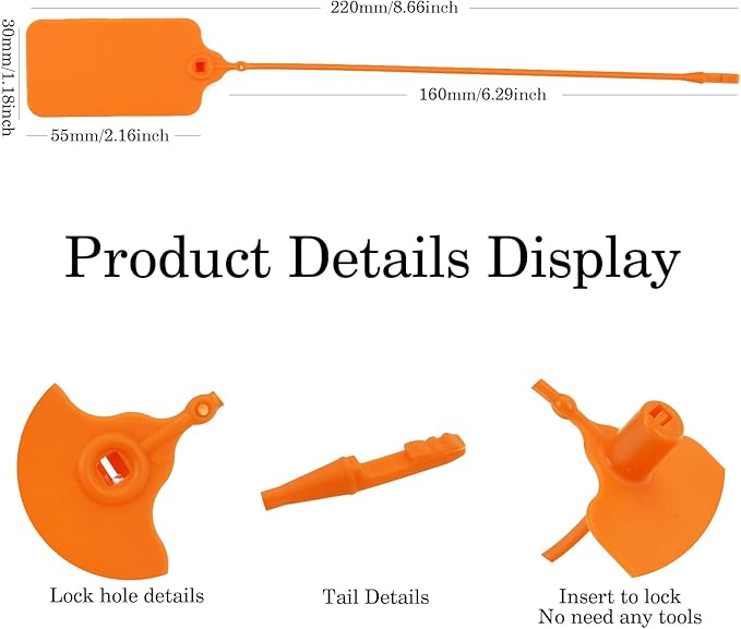 100pcs Luggage Tags Plastic Seals Shipping Label Logistics Sign Tie Bag Tag, Sealing Storage Multi Purpose Name ID Tag with Marker for Suitcases, Backpack, Schoolbag, Car Key (Orange)