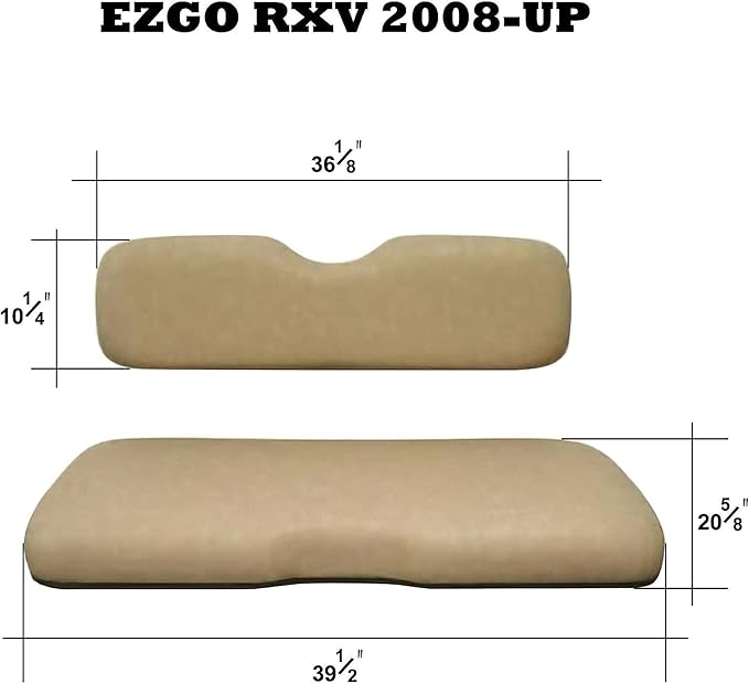 Huskey Parts Company 4PCS Charcoal Gray Golf Cart Front Rear Seat Cover Diamond Stitching for EZGO RXV 2008-UP, Marine Grade Vinyl, Custom Fit, Staple On