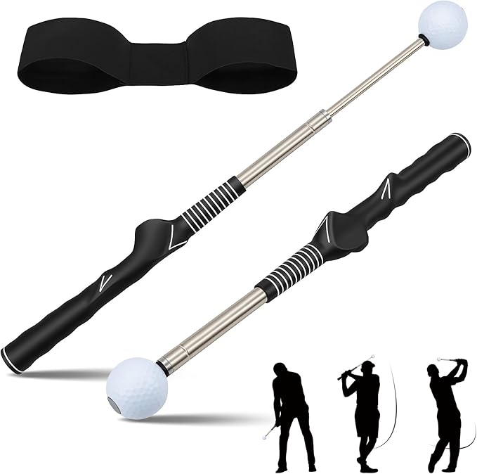 Golf Grip Trainer with Click Feedback – Retractable Swing Training Aid for Tempo, Wrist Position & Rhythm, Includes Arm Band for Right/Left Handed, Indoor Home Practice