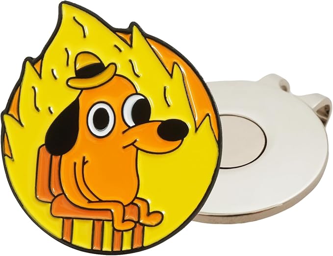 Play and Repeat This is Fine Meme Golf Ball Marker with Magnetic Hat Clip - Funny Golf Gift for Men, Kids - Golf Accessories and Gifts