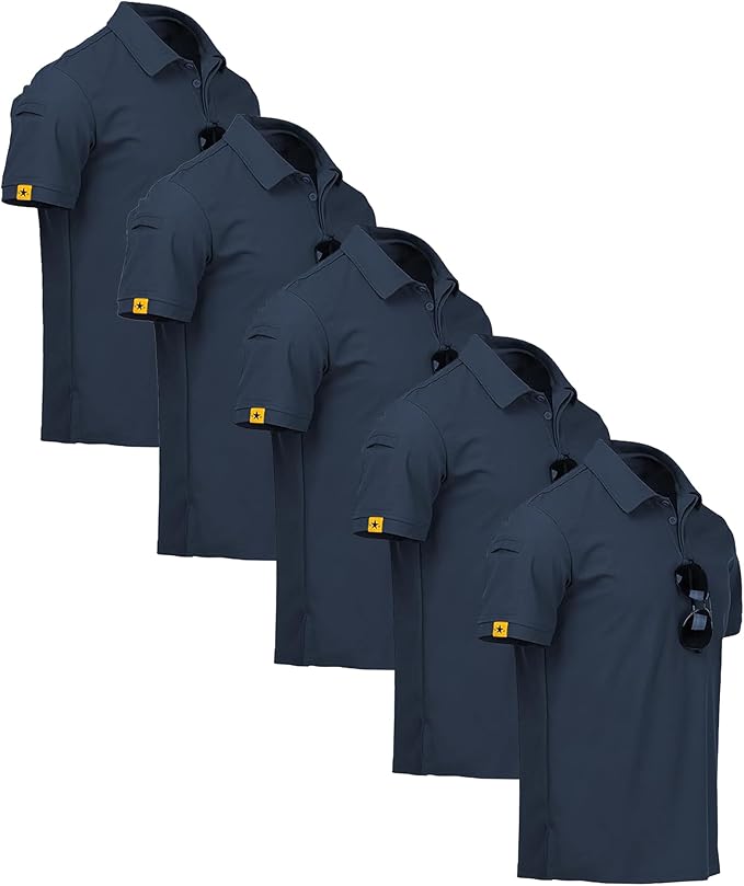 ZITY 5 Pack Mens Polo Shirt Short Sleeve Sports Golf Tennis T-Shirt Moisture-Wicking Summer Shirts
