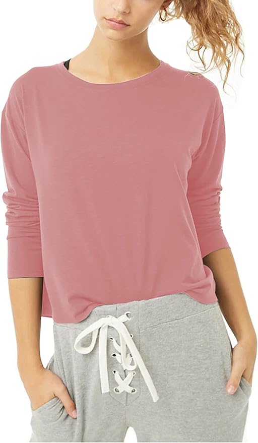 Bestisun Long Sleeve Workout Shirts Yoga Dance Tops Open Back Athletic Clothes for Women