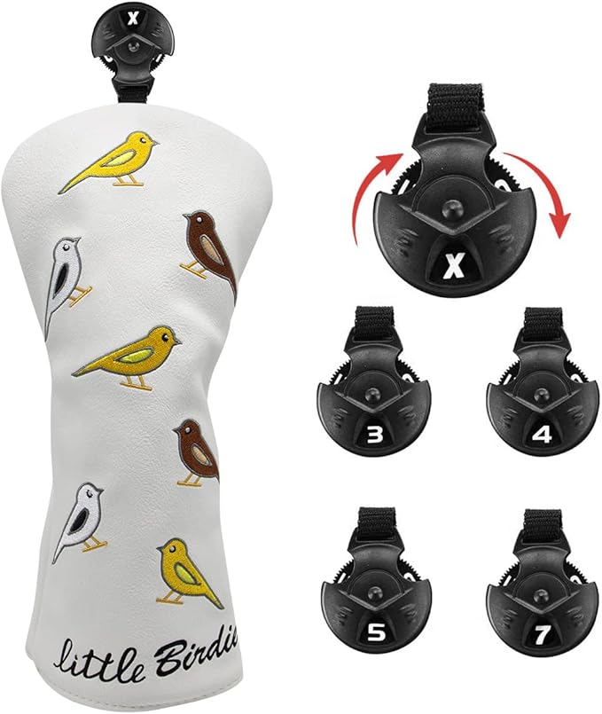 Golf Club Head Covers Birdie Driver Headcovers Fairway Wood Covers Hybrid Cover Elegant Embroidery Premium Leather Golf Mallet Blade Putter Cover