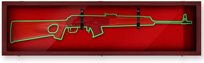 44.88'' Gun Display Case Wall Mount Wooden Rifle Firearm Display Case W/ 98% UV Protection Acrylic Clear Door with Lock Gun Shadow Box Wall Rack Holder for Collection