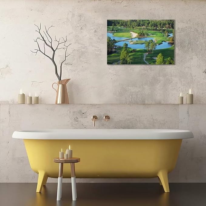 chenchenArt King's North Golf Course Wall Art for Living Room Bedroom Bathroom Home Decorations Myrtle Beach National Club Picture Canvas Prints Modern Artwork Framed Ready to Hang(24''H x 36''W)